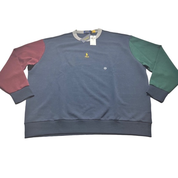 Polo Ralph Lauren Colorblock Crewneck Sweatshirt Navy Green Big Tall 3XB NWT